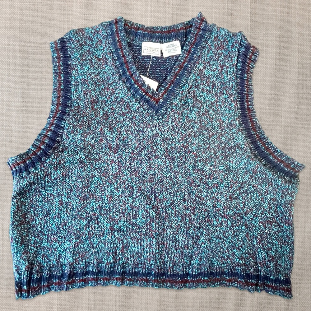 Arizona Jean Company Vintage Multicolored Tweed Dress Sweater Vest SzXL Boys USA